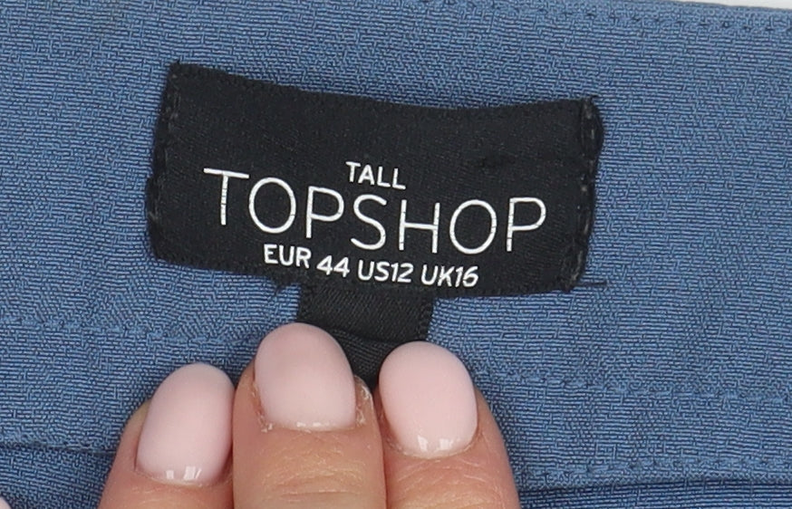 Womens UK Size 16 Topshop Regular Fit Dress Pants Blue Trousers