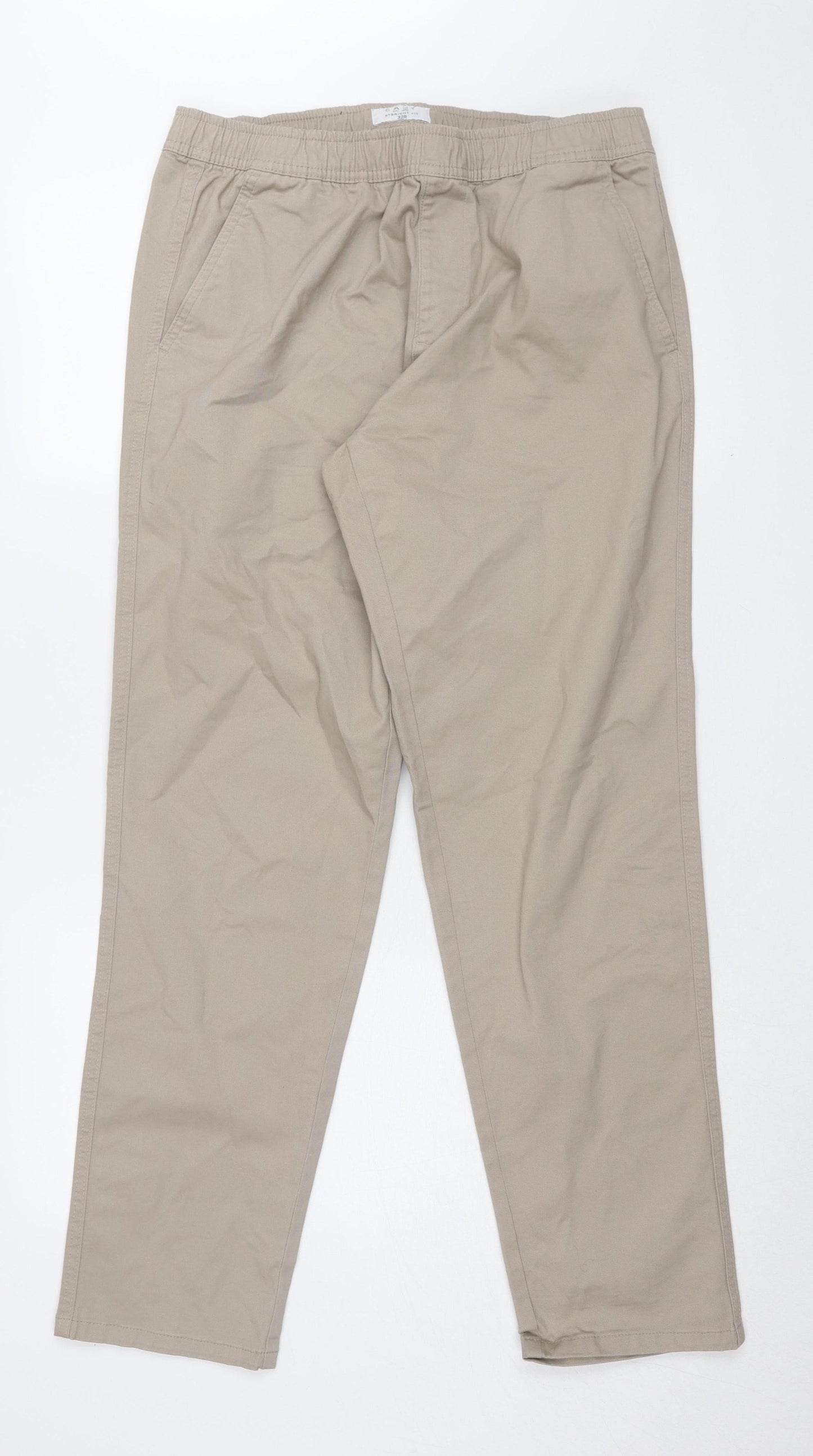 Matalan Men's Beige Chino Trousers, 32R, Regular Fit