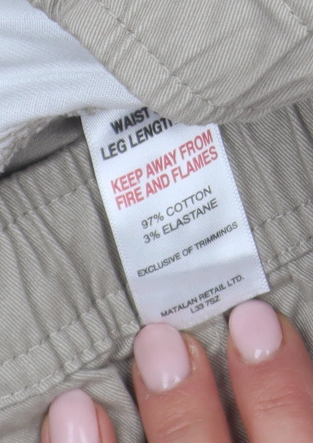 Matalan Men's Beige Chino Trousers, 32R, Regular Fit