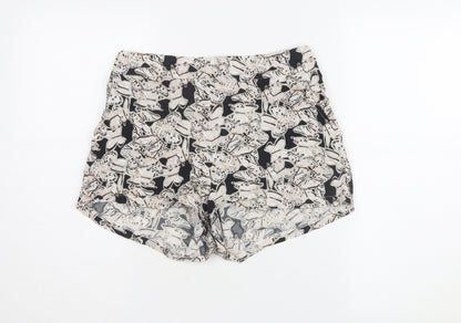 Boohoo Women's Black & White Floral Shorts, Size 12