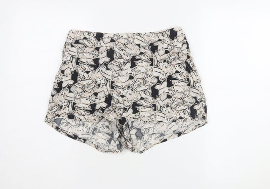 Boohoo Women's Black & White Floral Shorts, Size 12
