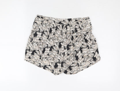 Boohoo Women's Black & White Floral Shorts, Size 12