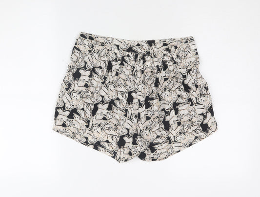 Boohoo Women's Black & White Floral Shorts, Size 12
