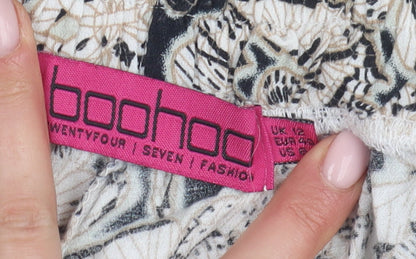 Boohoo Women's Black & White Floral Shorts, Size 12