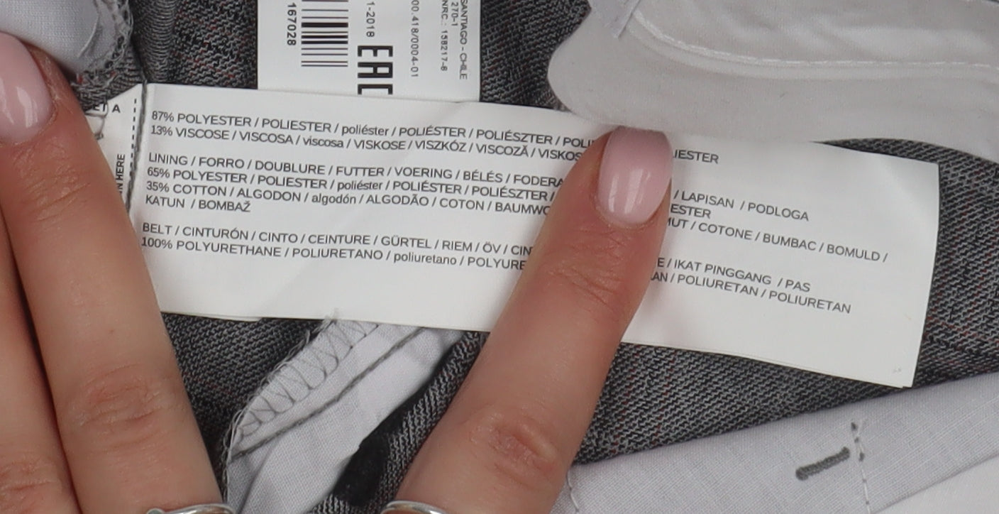 Mango Grey Check Dress Pants, Size 6, Women's Formal