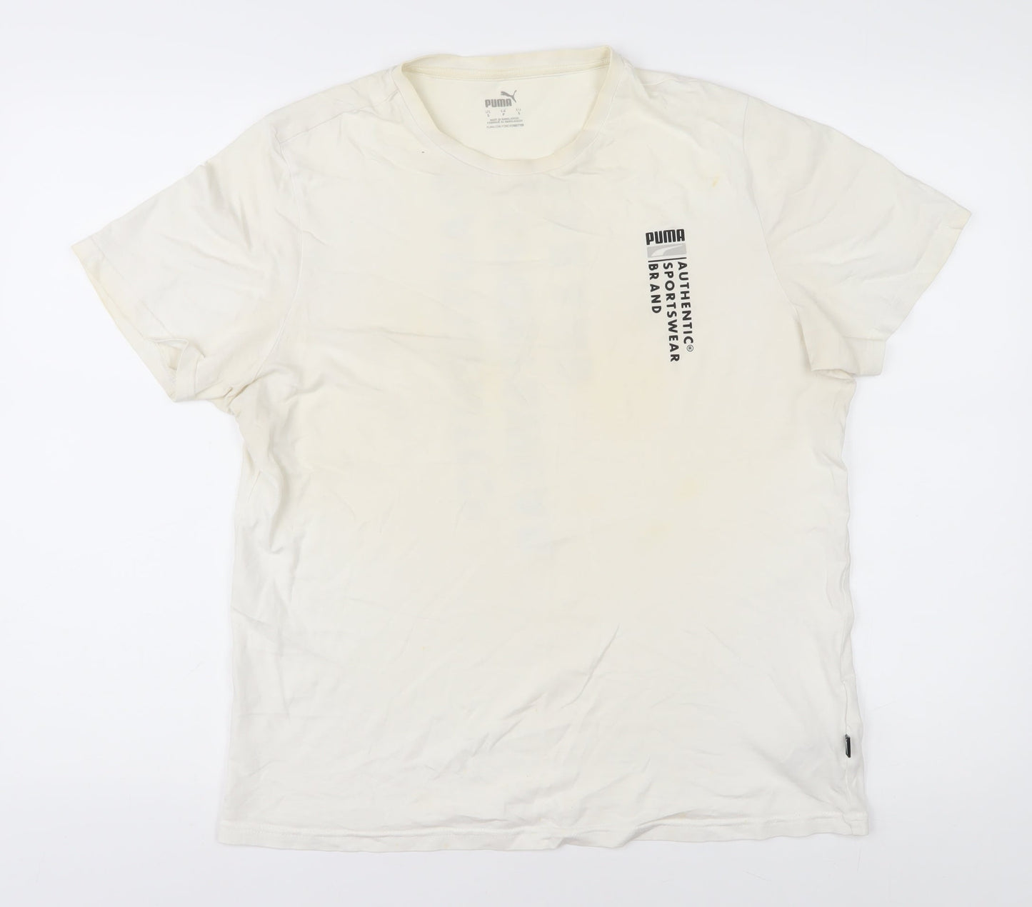 Puma Men's White T-Shirt Size S, Logo Accent, Classic Style