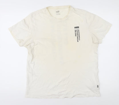 Puma Men's White T-Shirt Size S, Logo Accent, Classic Style