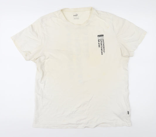 Puma Men's White T-Shirt Size S, Logo Accent, Classic Style