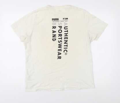 Puma Men's White T-Shirt Size S, Logo Accent, Classic Style
