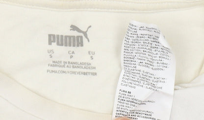 Puma Men's White T-Shirt Size S, Logo Accent, Classic Style