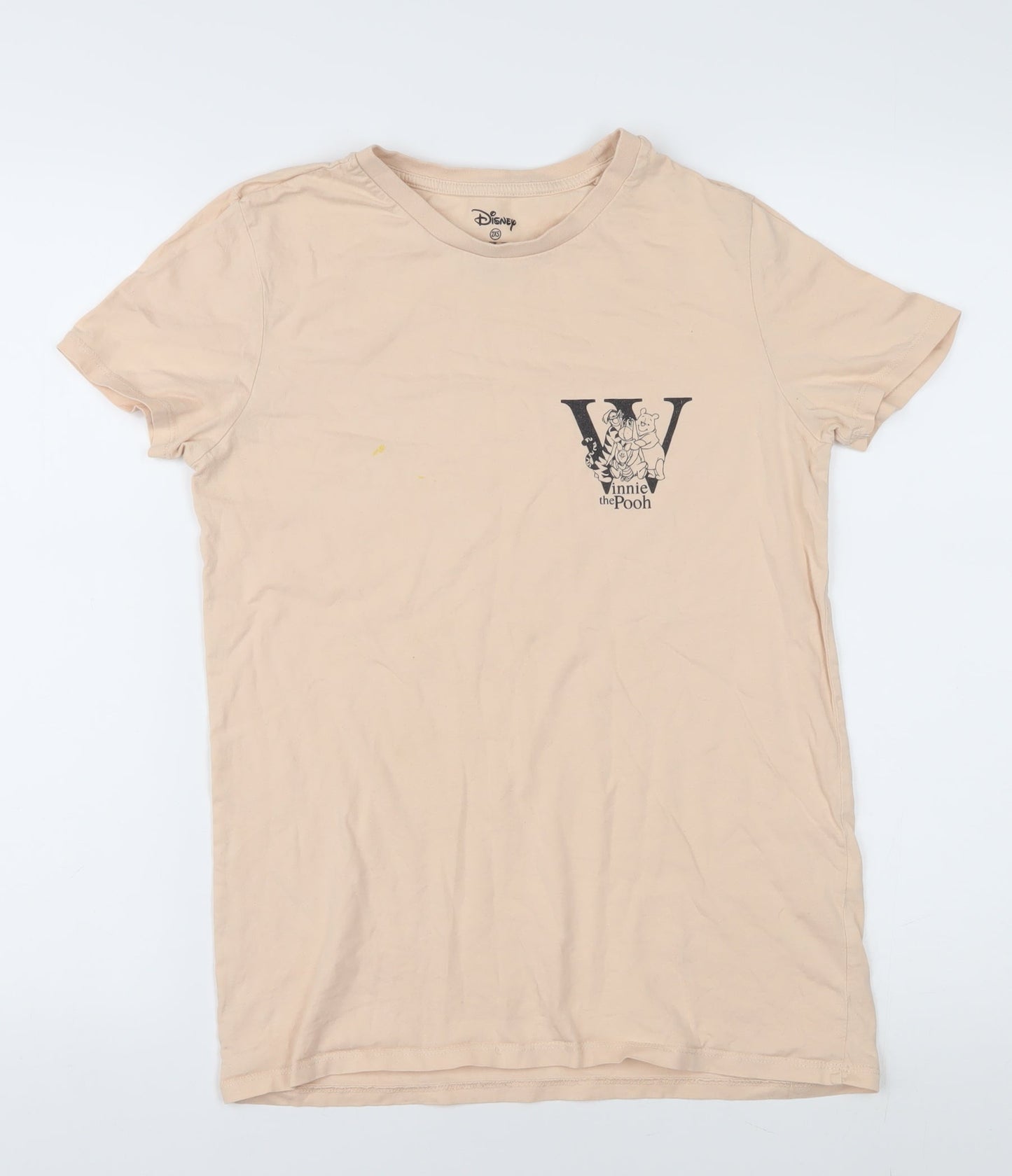 Womens UK Size 2XS Disney Beige Basic T-Shirt