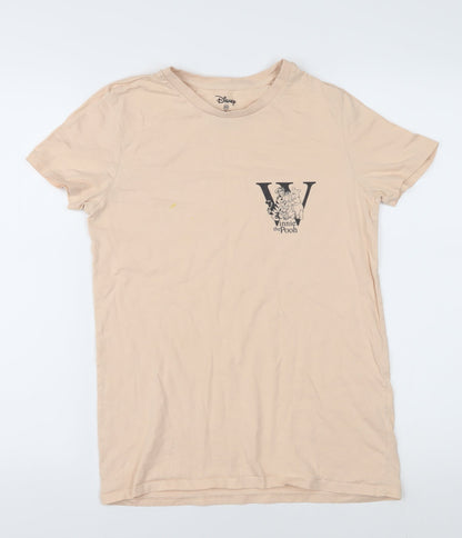 Womens UK Size 2XS Disney Beige Basic T-Shirt