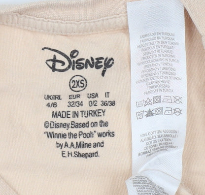 Womens UK Size 2XS Disney Beige Basic T-Shirt