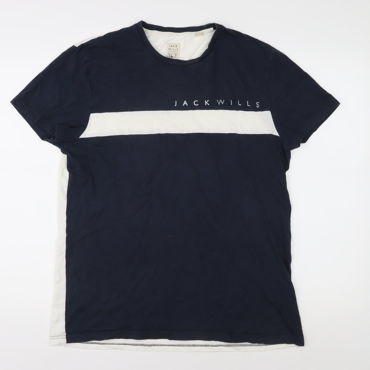 Jack Wills Men's Blue White Colourblock T-Shirt M