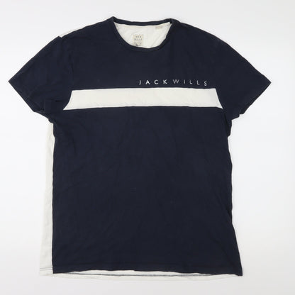 Jack Wills Men's Blue White Colourblock T-Shirt M
