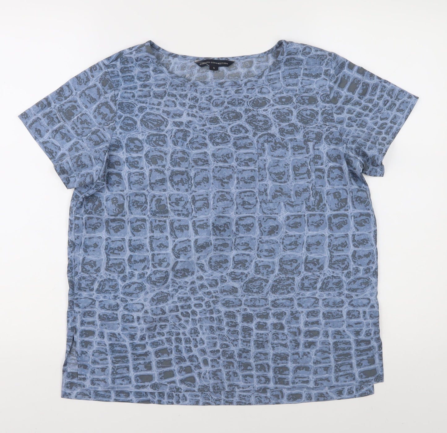 Womens UK Size S French Connection Blue Basic T-Shirt