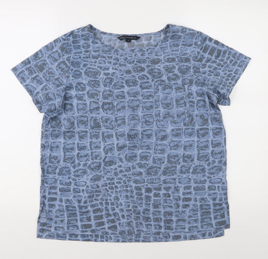 French Connection Women's Blue Geometric T-Shirt, Size S