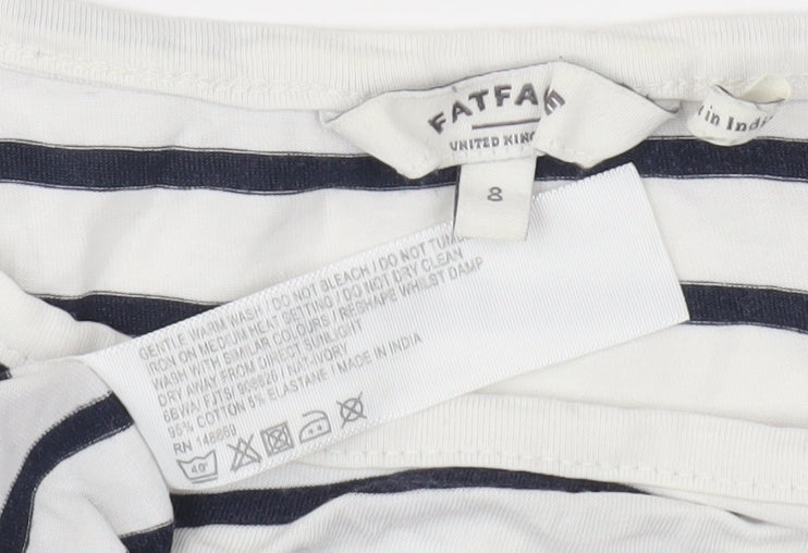 Womens UK Size 8 Fatface White Basic T-Shirt