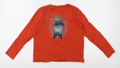 Lands' End Boys Red Graphic Print Long Sleeve T-Shirt L