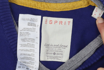 Esprit Men's Blue V-Neck Pullover Jumper XL