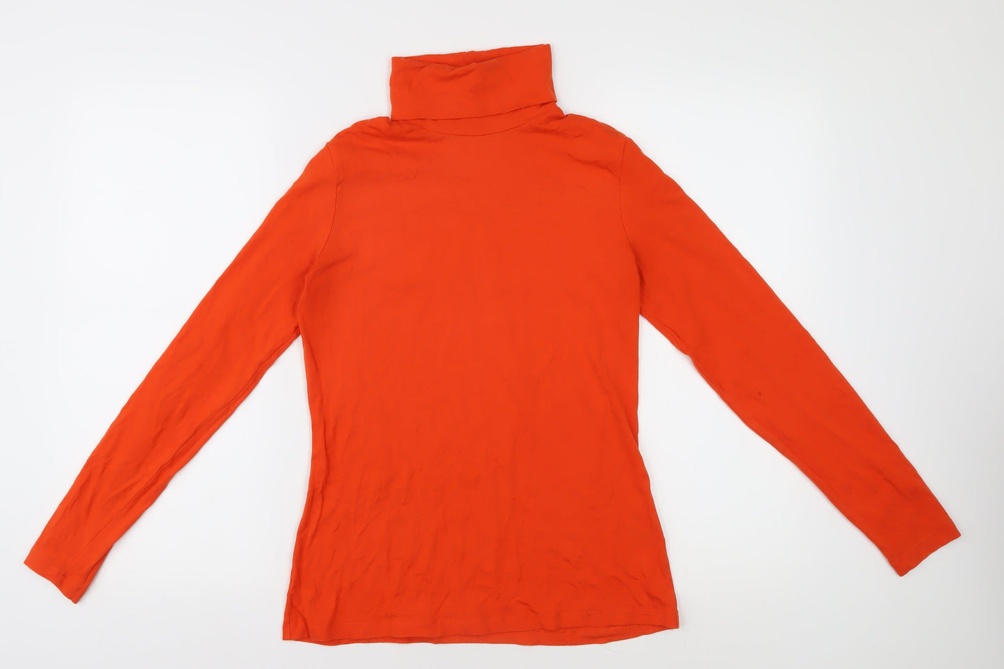 Lands' End Women's XS Orange Roll Neck T-Shirt