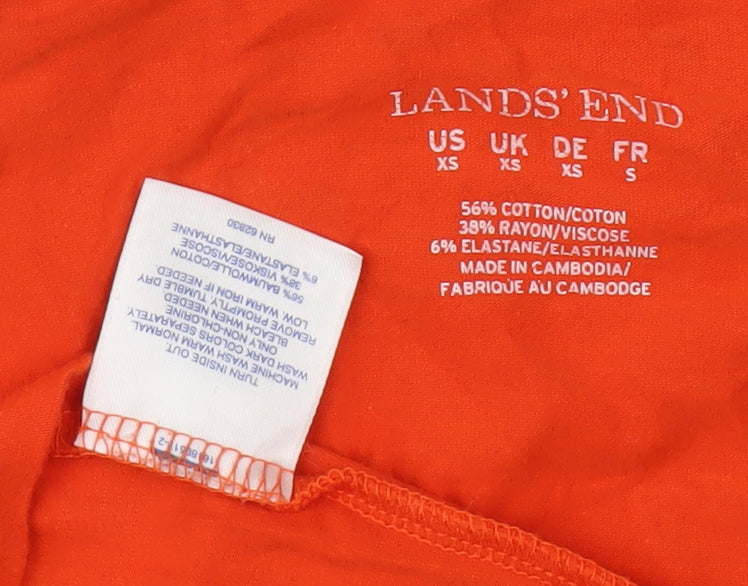 Lands' End Women's XS Orange Roll Neck T-Shirt