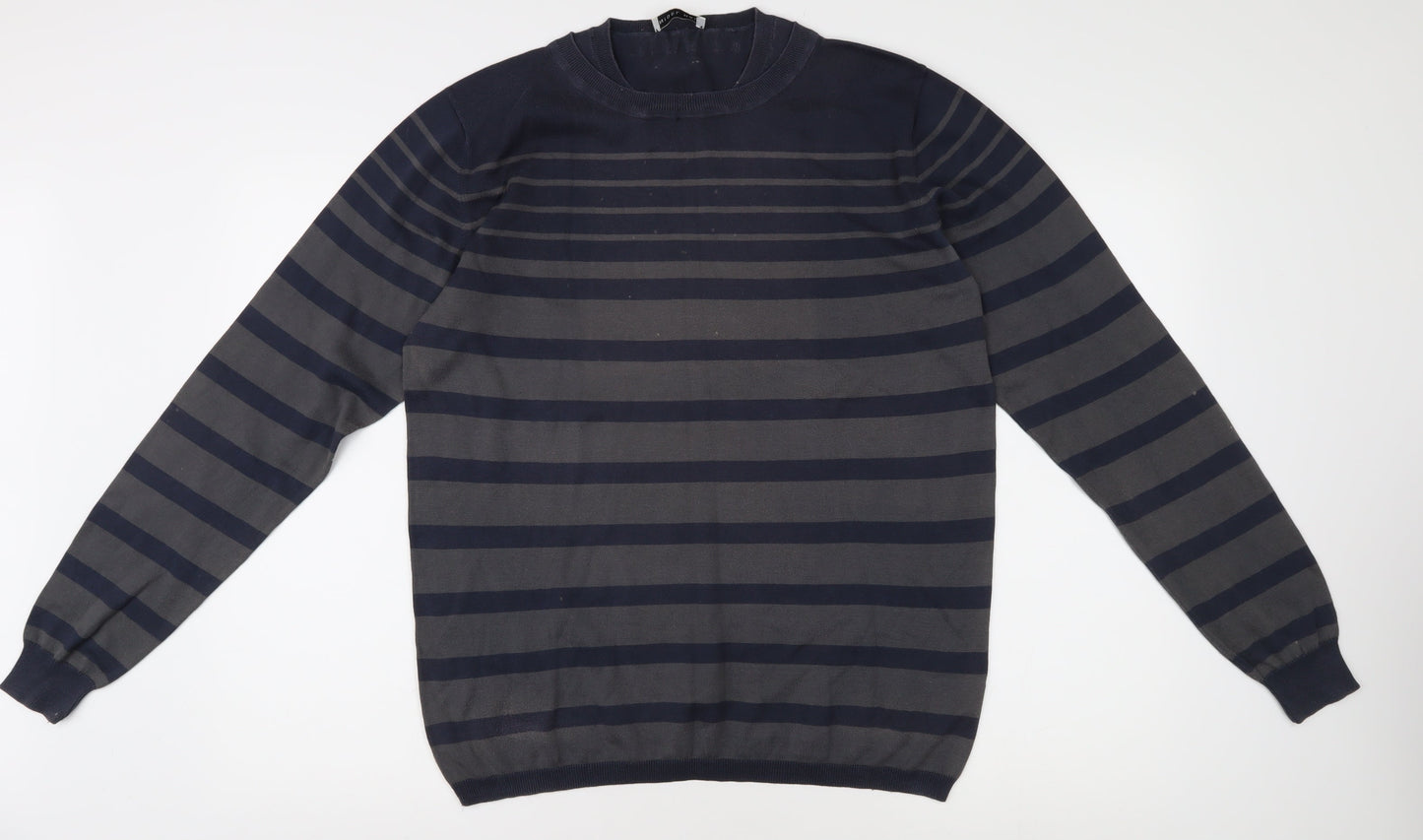 Nigel Hall Men's Blue L Striped Pullover Jumper