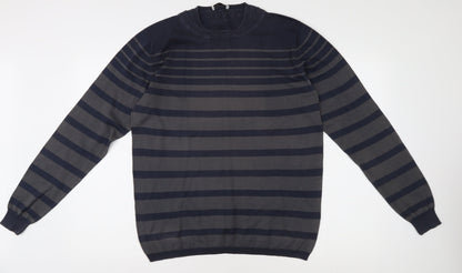 Nigel Hall Men's Blue L Striped Pullover Jumper