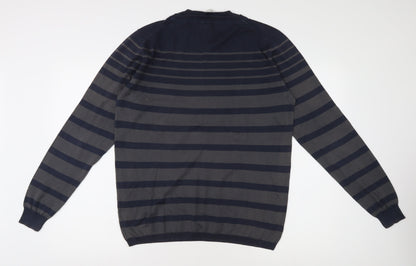 Nigel Hall Men's Blue L Striped Pullover Jumper