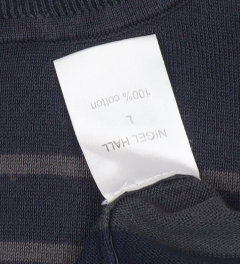 Nigel Hall Men's Blue L Striped Pullover Jumper