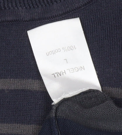 Nigel Hall Men's Blue L Striped Pullover Jumper