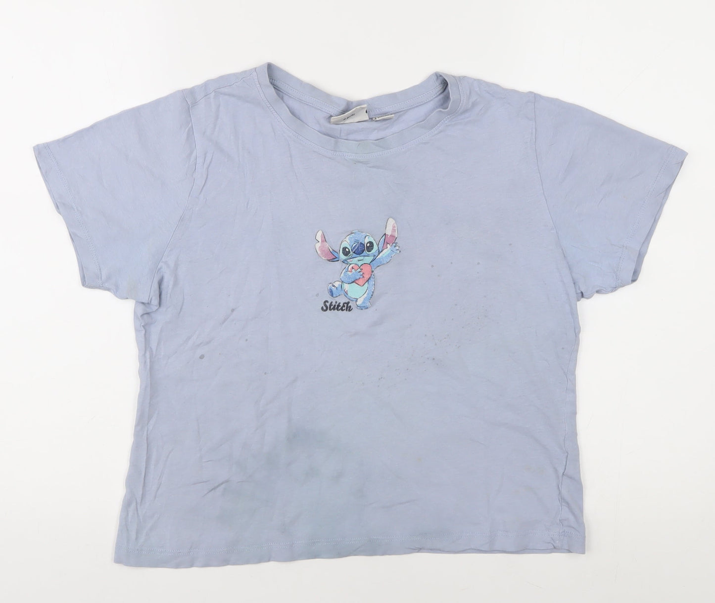 Womens UK Size L Disney Blue Basic T-Shirt