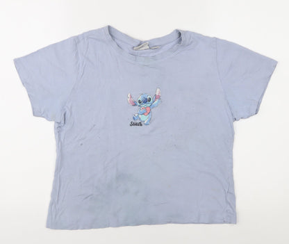 Womens UK Size L Disney Blue Basic T-Shirt