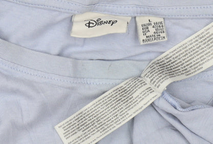 Womens UK Size L Disney Blue Basic T-Shirt