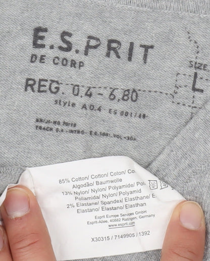 Esprit Men's Grey V-Neck Pullover Jumper L