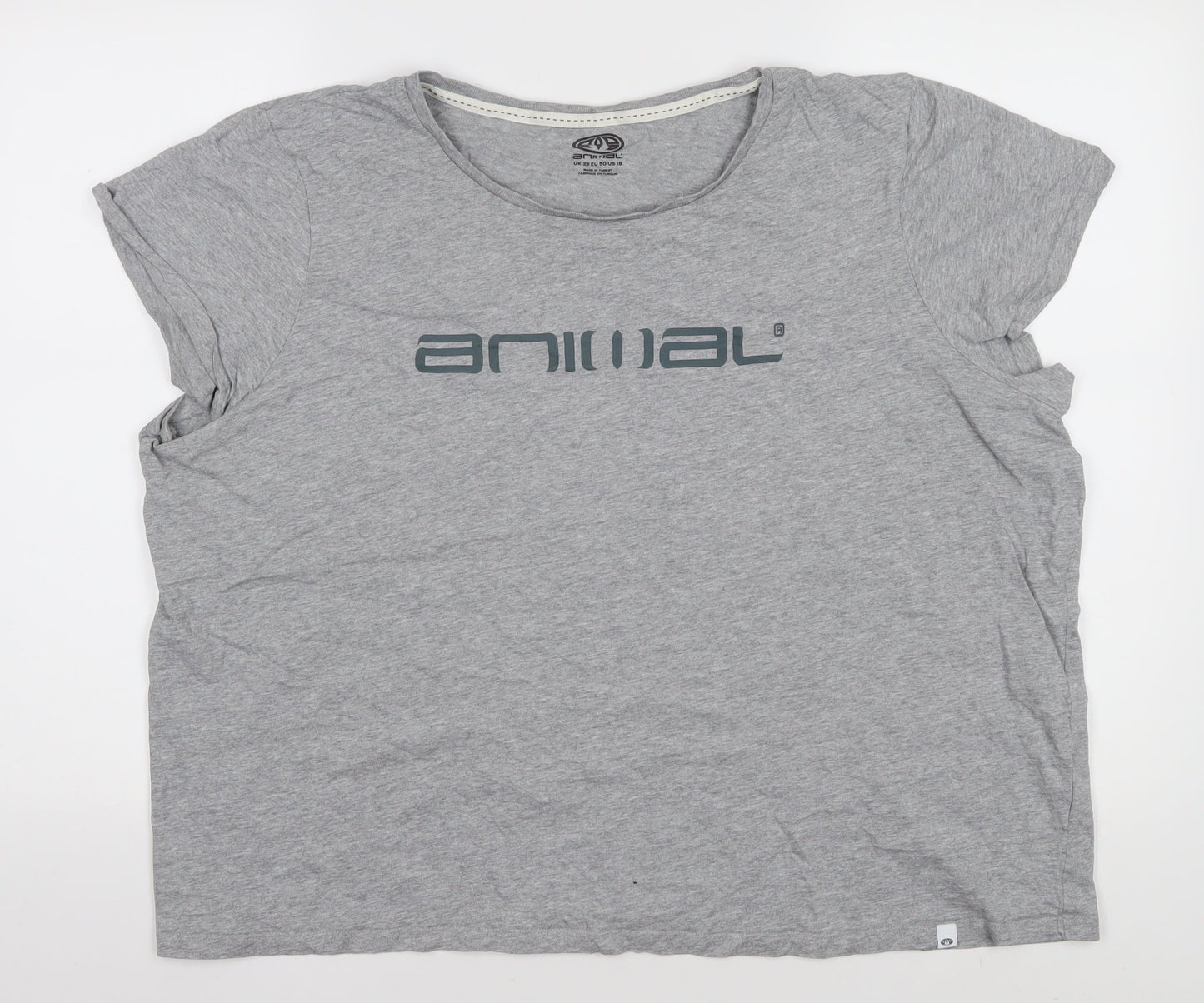 Womens UK Size 22 Animal Grey Basic T-Shirt