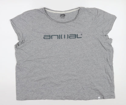 Womens UK Size 22 Animal Grey Basic T-Shirt