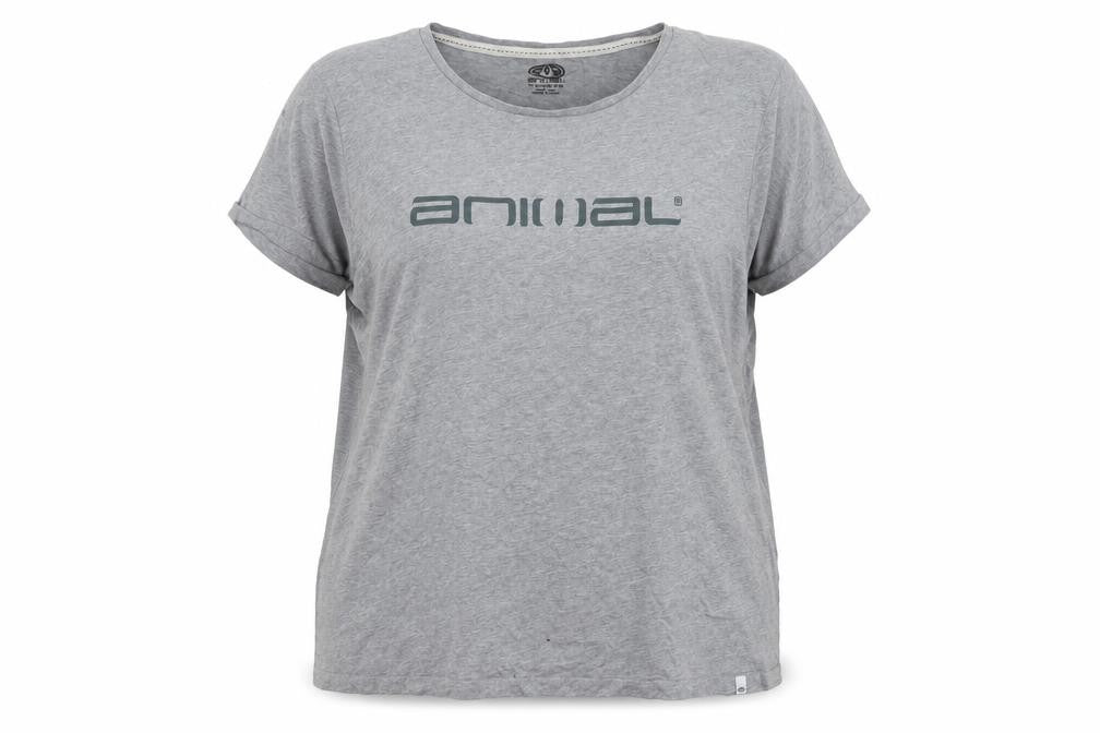 Womens UK Size 22 Animal Grey Basic T-Shirt