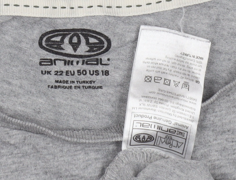 Womens UK Size 22 Animal Grey Basic T-Shirt