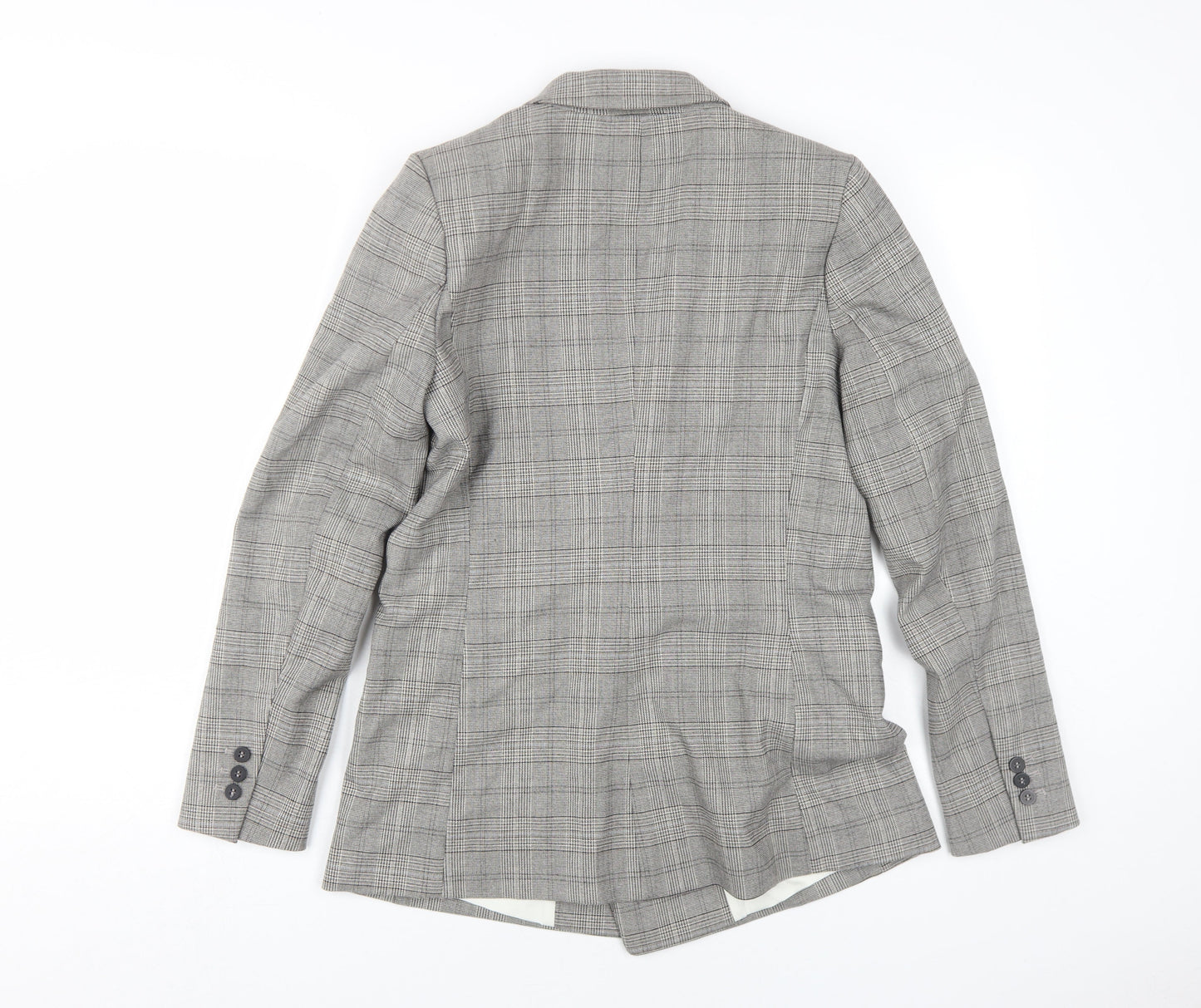 H&M Women's Grey Check Suit Jacket Size 10