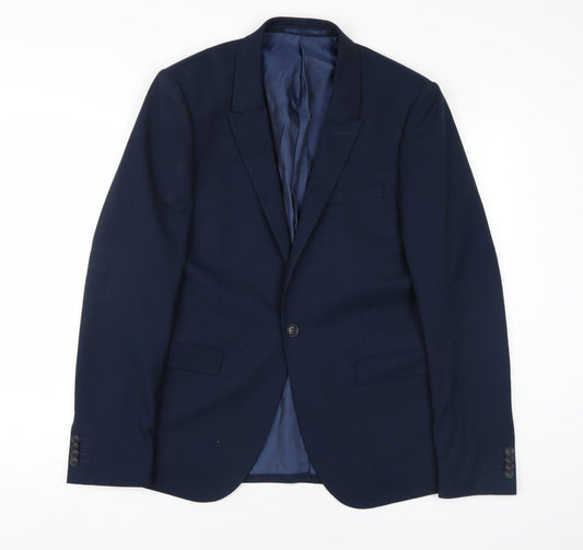 Mens UK Size 40 Topman Regular Blue Suit Jacket