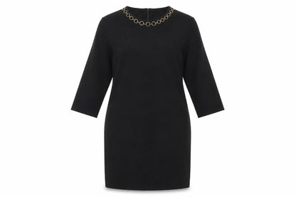 Zara Women's Black Sheath Dress M Knit 3/4 Sleeve