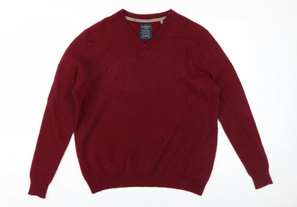 Hammond & Co. Men's Red XL Wool Pullover V-Neck Jumper