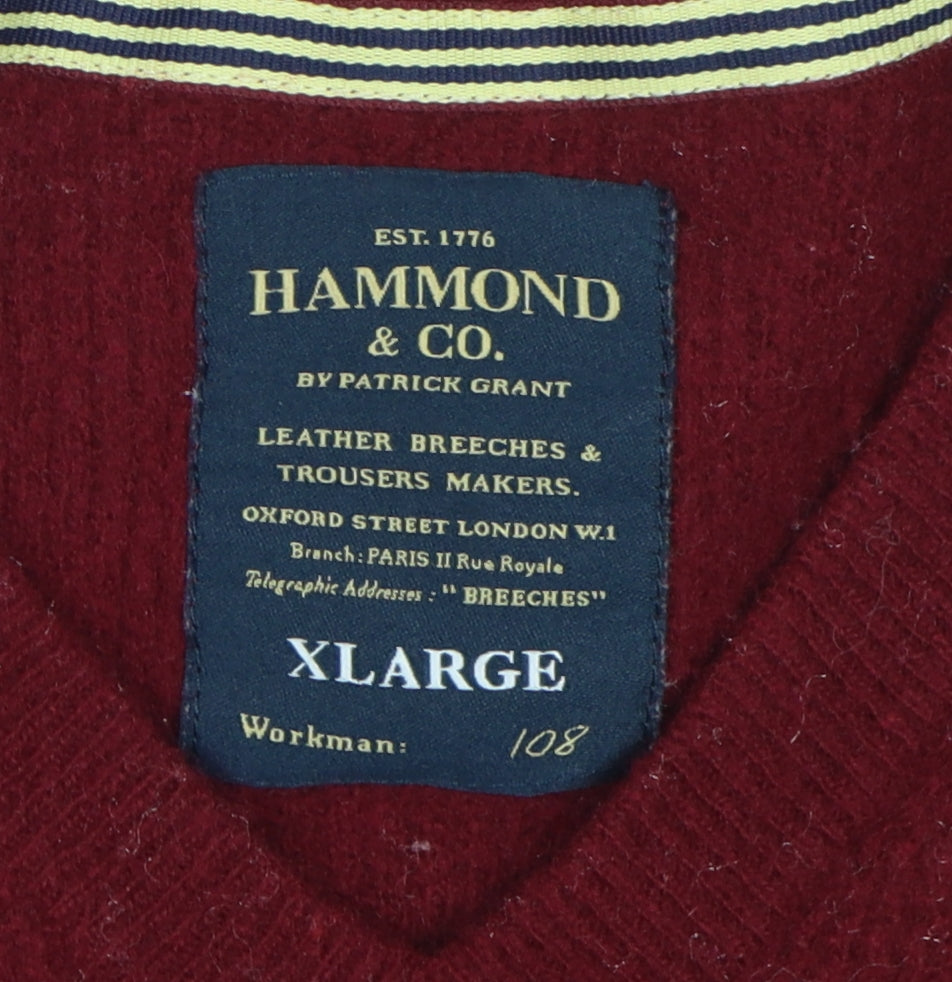 Hammond & Co. Men's Red XL Wool Pullover V-Neck Jumper