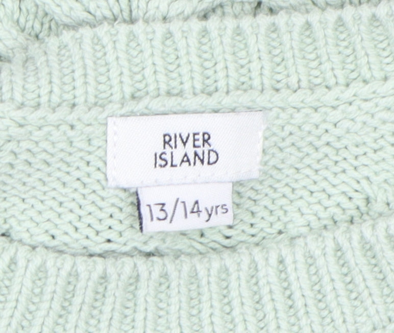 River Island Girls Green Pullover Jumper 13-14 Years