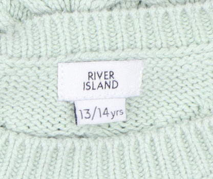 River Island Girls Green Pullover Jumper 13-14 Years