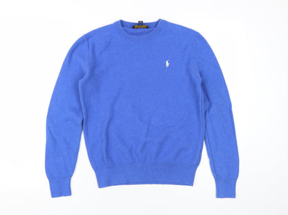 Polo Ralph Lauren Boys Blue Crew Neck Cotton Pullover Jumper
