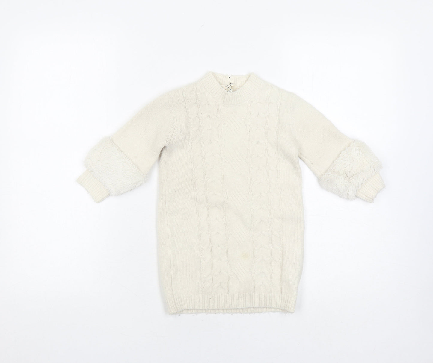 River Island White Knit Dress Girls Baby 18-24 Months