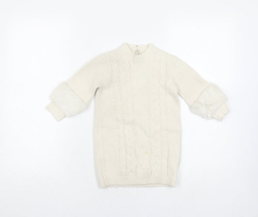 River Island White Knit Dress Girls Baby 18-24 Months
