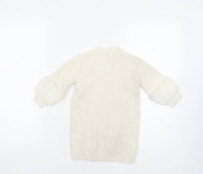River Island White Knit Dress Girls Baby 18-24 Months